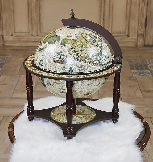Глобус бар настольный на 4-х ножках Карта мира новый дизайн кремовая сфера Киев - изображение 1