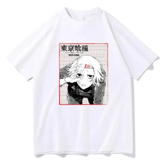 Футболка мужская с аниме принтом Токийський Гуль Размер оверсайз (S/M/L) Белый AnimeT00017 Днепр