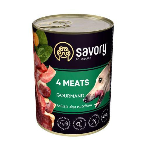 Вологий корм Savory для дорослих собак усіх порід, з чотирма видами м'яса, 400 г Київ - фото 1