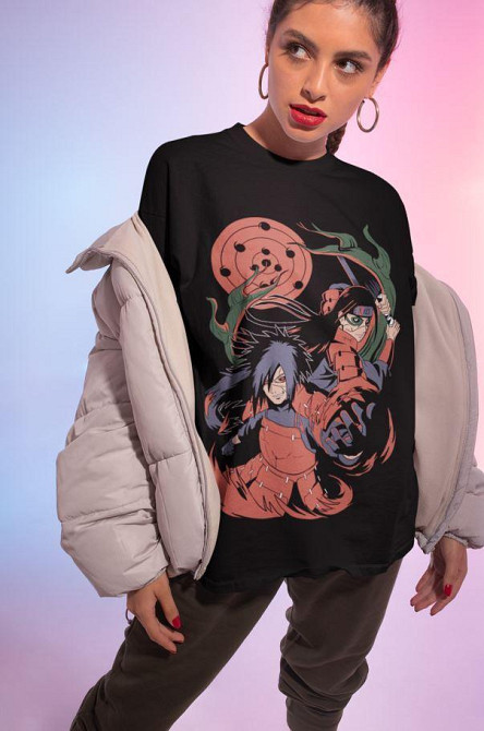 Футболка для хлопчика з аніме принтом Наруто оверсайз (зріст від 165 до 180) Чорний AnimeJ0836m Дніпро - фото 2