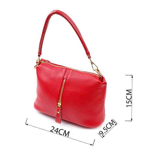 Жіноча яскрава сумка через плече з натуральної шкіри 22136 Vintage Червона Київ