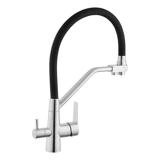 Змішувач для з підключенням до фільтру WEZER INX4A-08B гнучкий вилив, сатин/чорний Київ