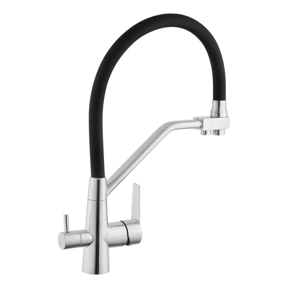 Змішувач для з підключенням до фільтру WEZER INX4A-08B гнучкий вилив, сатин/чорний Київ - фото 3