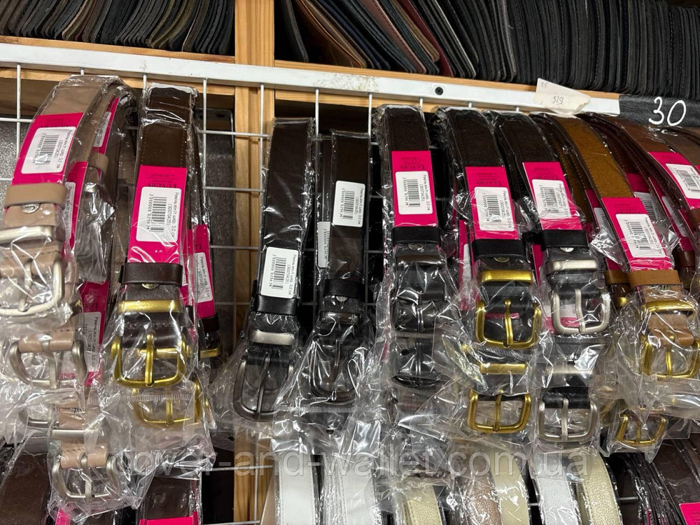 Коричневый кожаный женский ремень с золотистой пряжкой 30 мм PS Leather Киев - изображение 6