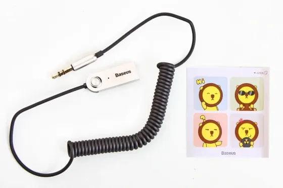 Адаптер Bluetooth 5.0 в AUX Baseus BA01 с микрофоном, пружинный кабель 45-120см Винница