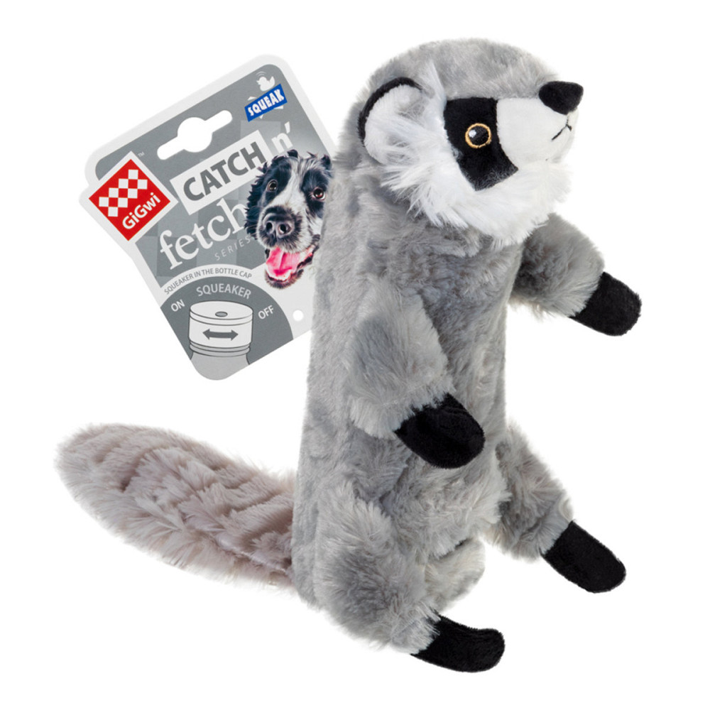 Игрушка для собак Шкурка енота с бутылкой-пищалкой GiGwi Catch&fetch, искусственный мех, пластик, 51 см Киев - изображение 2