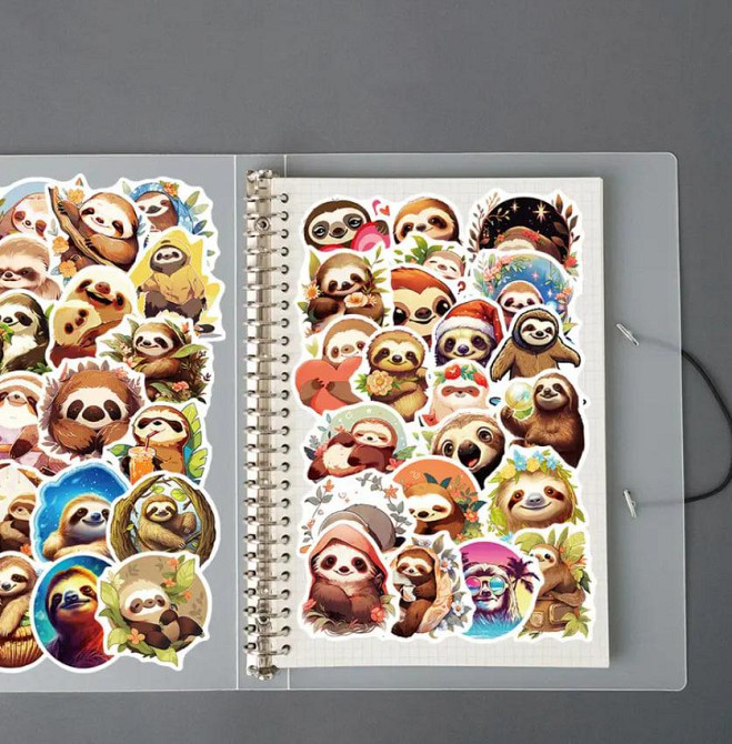 Наклейки с ленивцем, наклейки с животными,водонепроницаемые наклейки для бутылки с водой, набор 50 ш Киев - изображение 4