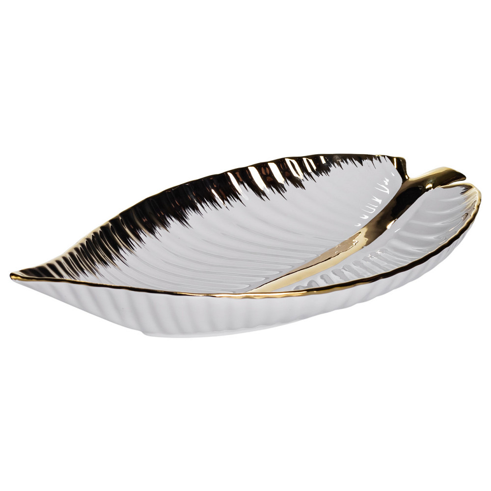 Yiwu Порцелянове блюдо для сервірування столу у формі листа 45×24×5,5 (см) Золото Коломыя - изображение 1