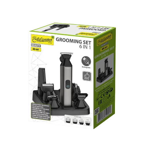 Набір для стрижки акумуляторний 3,7W 800mAh 6в1 MR-661 Maestro Житомир - фото 5