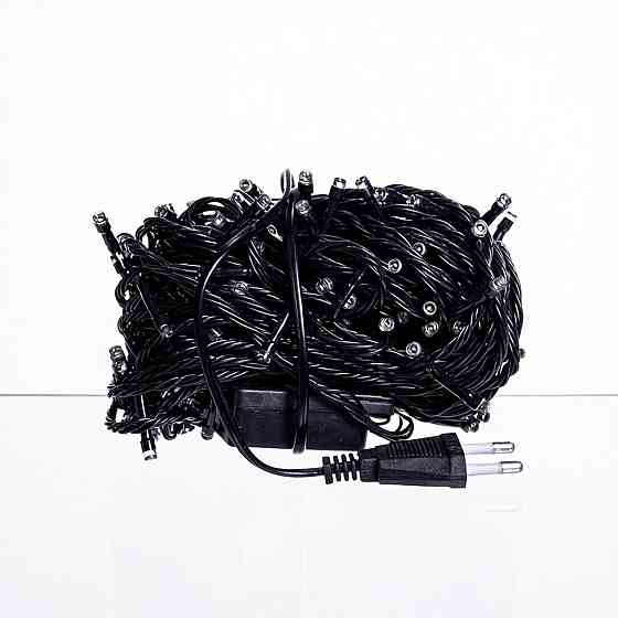 Гірлянда новорічна 18 м, 180 LED, біле світло, чорний провід Київ