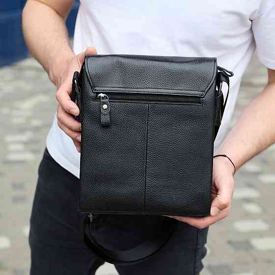 Сумка мессенджер кожаная барсетка для мужчин черная Tiding Bag 35775 Каменское
