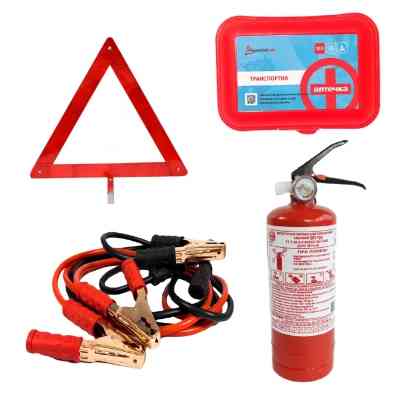 Набір техдопомоги Poputchik з вогнегасником ВП-1 "ВОЛЬТ" (ВП-1+Знак+Аптечка+Дроти) (33-032-IS) Вінниця