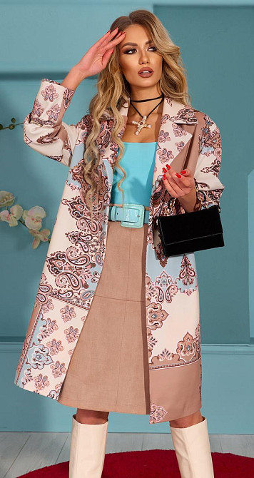 Легке пальто з модним принтом (42) Київ - фото 1