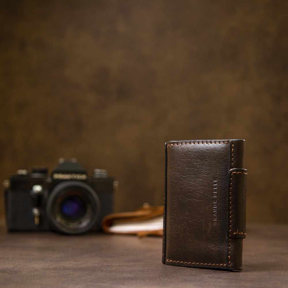 Кожаная визитница GRANDE PELLE 11410 Темно-коричневый Киев - изображение 10