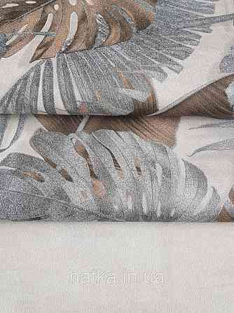 Шпалери вініл на флізеліні гарячого тиснення DU&KA Natura1.06х10 листя монстери пальми коричневі сріблясті Київ