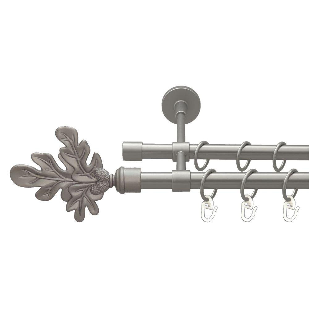 Карниз Orvit Листок Дуба металевий дворядний закритий гладка труба кільце металеве Сатин 16\16 мм 200 см (00-00022614) Львів - фото 1