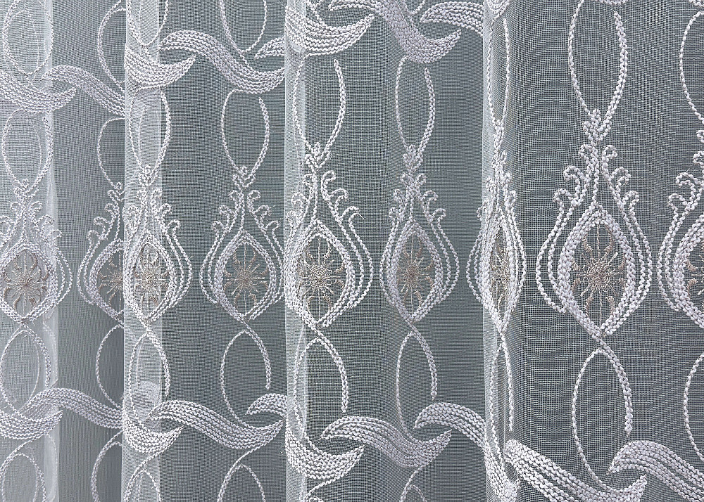 Тюль фатин с вышивкой и люрексом цвет белый с пудровым 1567т Киев - изображение 3