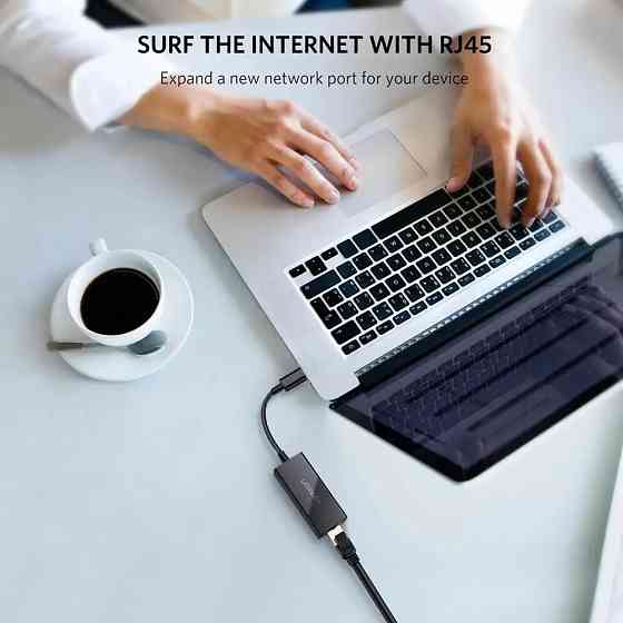 Зовнішня мережева карта Ugreen US236 USB Type-C to 10/100/1000Mbps Ethernet 50307 (Чорний) Николаев
