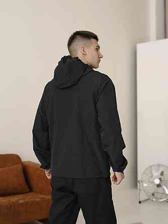 Чоловіча чорна вітрівка. Куртка-вітрівка демісезонна легка з кишенями Pobedov Neon Київ