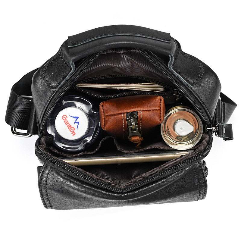 Чорна шкіряна чоловіча сумка через плече Tiding Bag Київ - фото 5