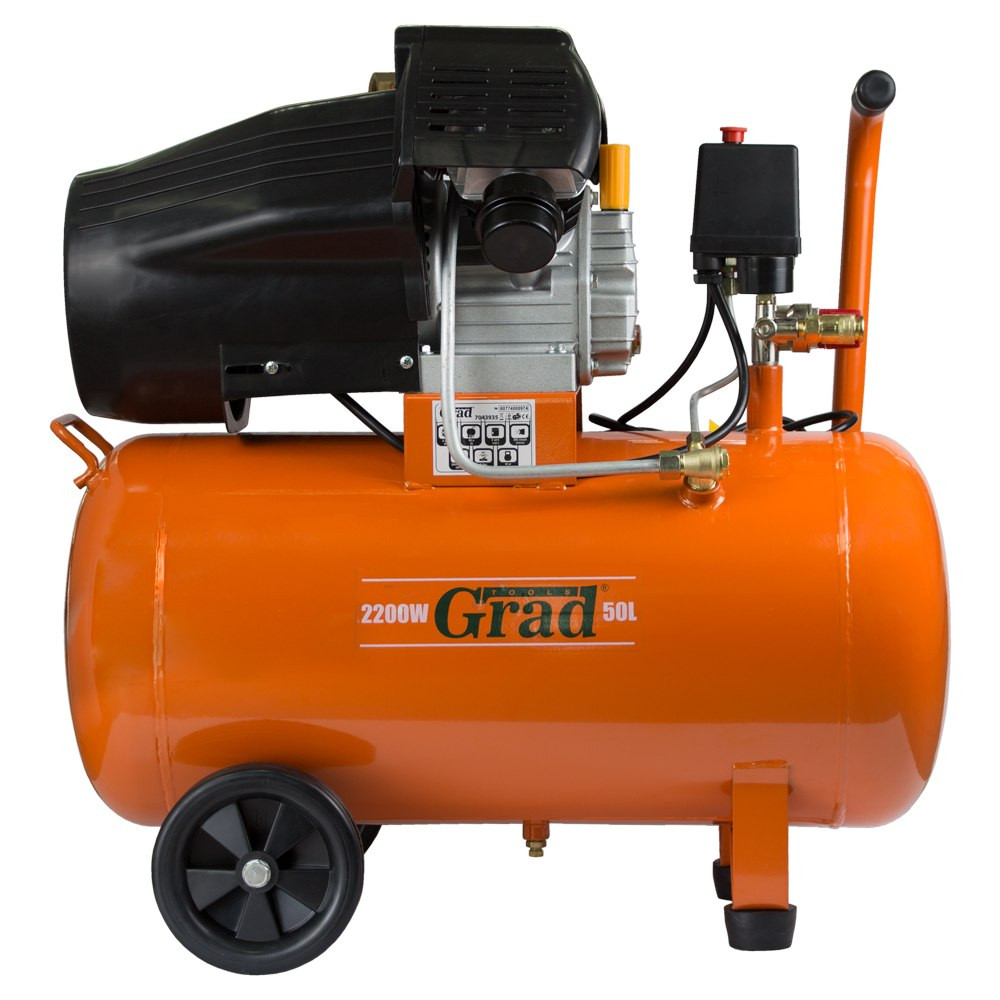 Grad Компрессор двухцилиндровый (V) 2.2кВт 386л/мин 8бар 50л (2 крана) GRAD (7043935) Коломыя - изображение 1