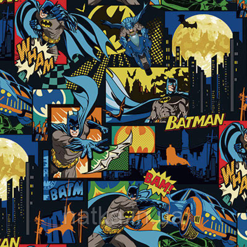 Шпалери вінілові на флізеліні AdaWall Ada Kids метрові дитячі бетмен комікси синій червоний Київ - фото 1