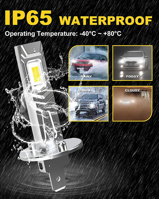 Світлодіодні лампи для фар H1 Katur dc11-18v Луцк - изображение 2