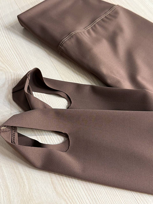 Лосины женские A-N 1721 со штрипками фиксаторами дайвинг с высокой посадкой коричневые, коричневый, L Киев - изображение 9