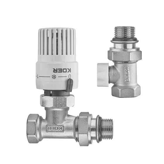 Комплект для подключения радиатора Koer SET-30 - 1/2'' (прямой) с термоголовкой (KR5717) Киев