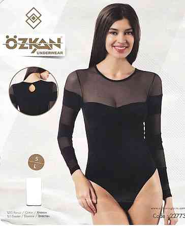 Женский Боди с сеточкой - длинный рукав в полоску Ozkan 22773 XL Киев