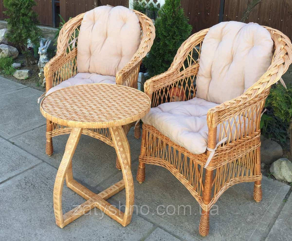 Меблі плетені з журнальним столом | меблі з лози з накидками меблі з лози плетені Київ - фото 3