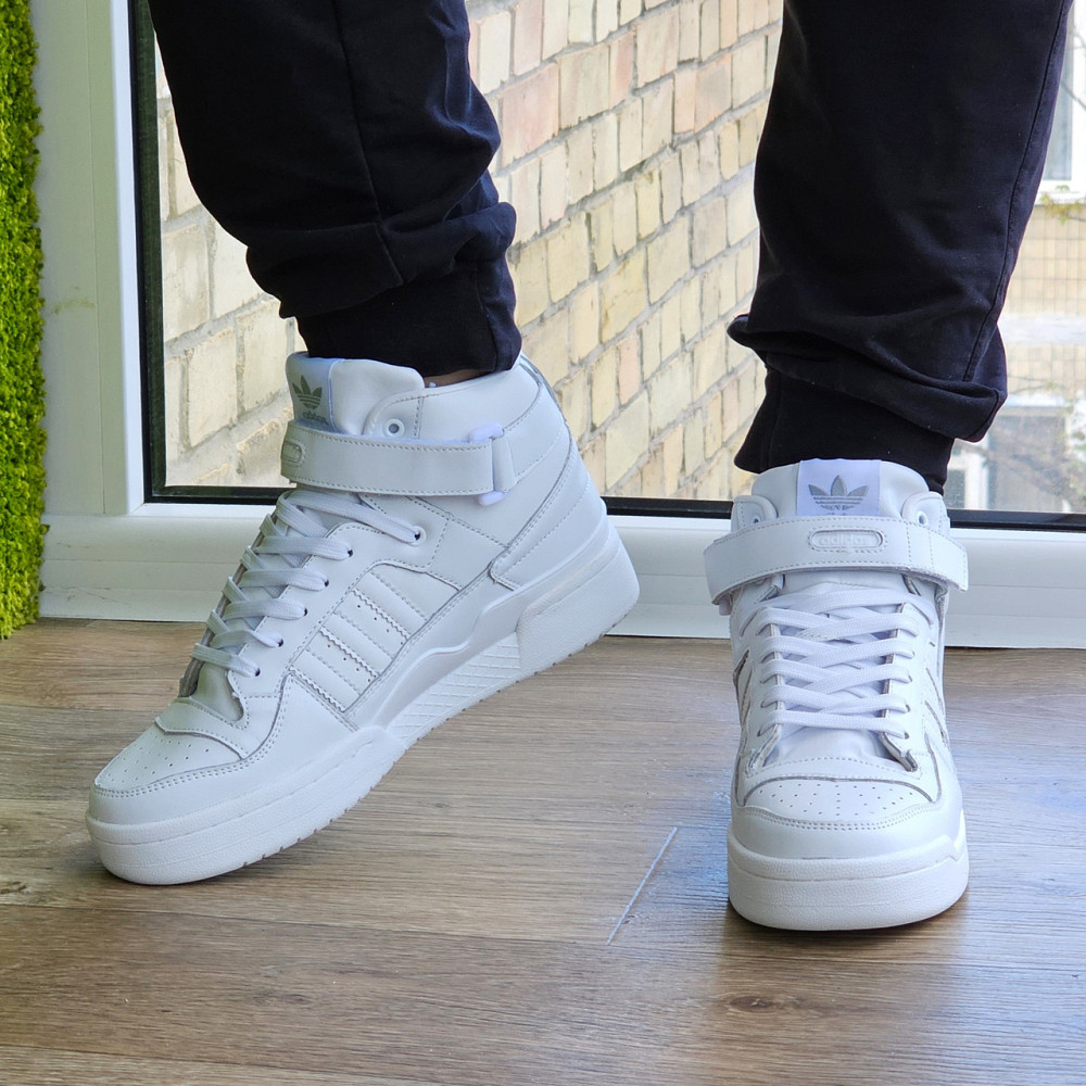 Високі Білі Кросівки Adidas Forum Шкіряні Чоловічі Черевики Адідас Форум (розміри: 41,42,43,44,45,46) Дніпро - фото 9
