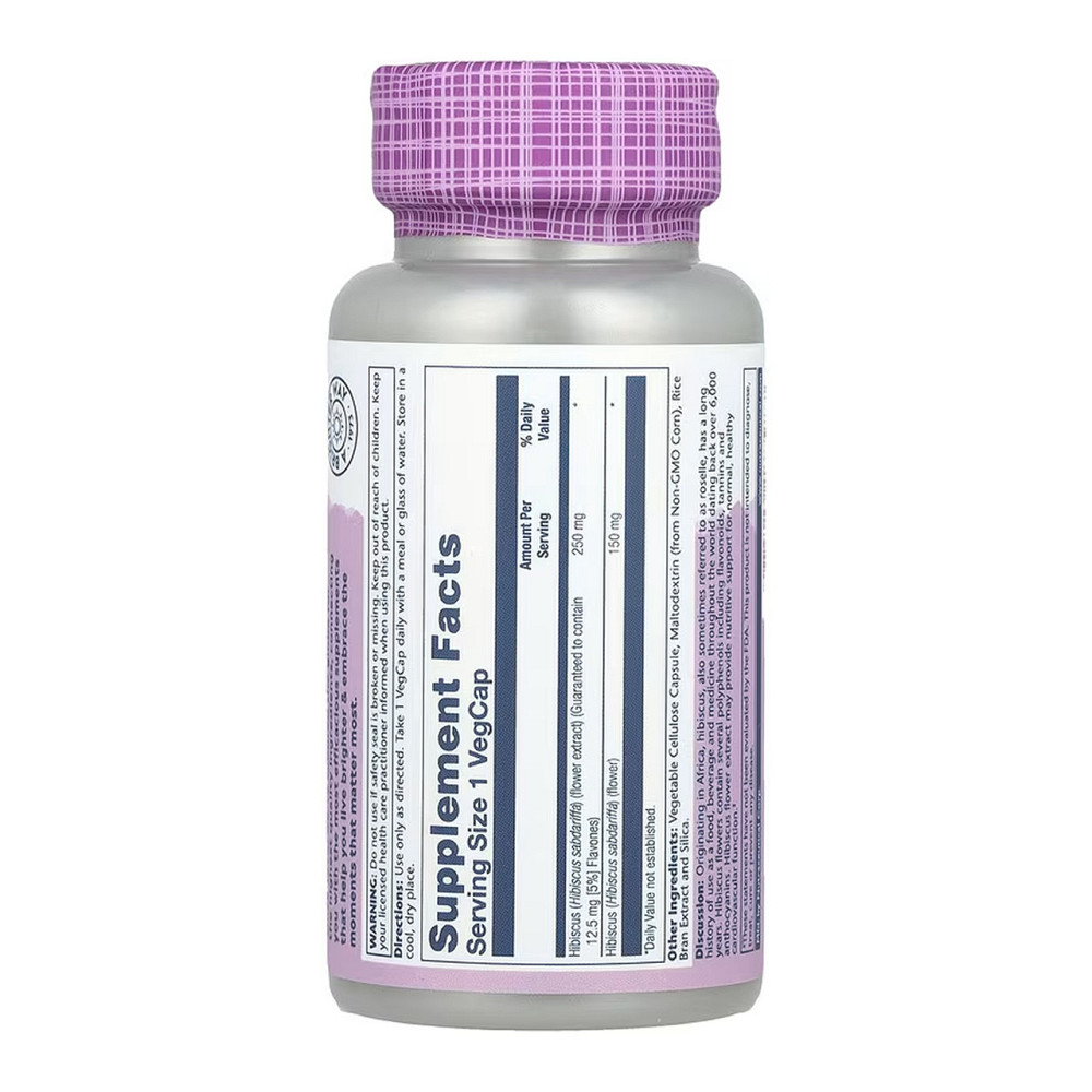Гибискус экстракт цветков Solaray Hibiscus Flower Extract 250mg 60 вег капс Киев - изображение 2