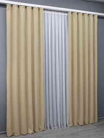 Комплект готовых штор VR-Textil Микровелюр Petek № 1491ш Бежевый 100х290 см 2 шт (31-779) Киев