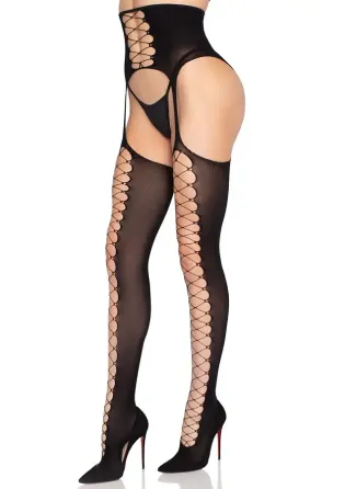 Колготки Leg Avenue Stockings with Attached Garter Belt One Size Black Львов