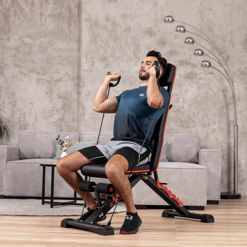 Тренувальна лава для дому та спортзалу регульована з еспандерами Спортивна лава для тренувань HS-2080 Київ - фото 10