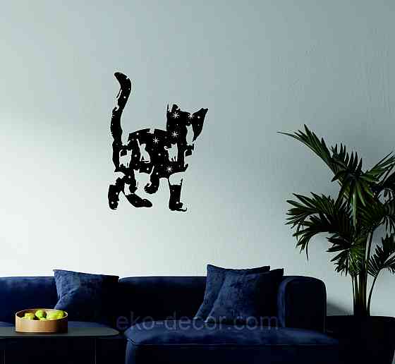 Декоративное настенное 3D Панно «Котёнок» Декор на стену с объемом 70*50 см, Черный Киев