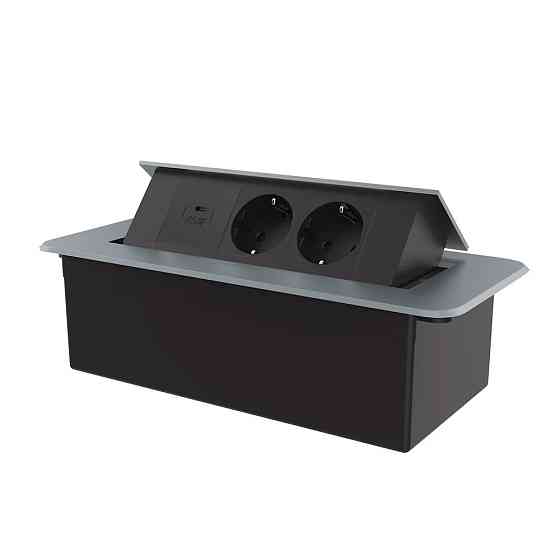 LIVOLO Меблева розетка потрійна LIVOLO сіра, вбудована у стільницю, з USB Type-C 45 Вт, висувна Коломия