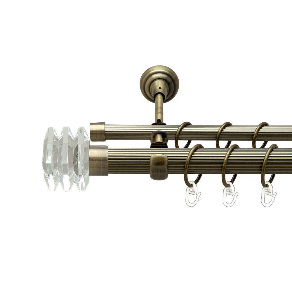 Карниз Orvit Міліора металевий дворядний відкритий рифлена труба кільце металеве Антик 25\16 мм 200 см (00-00017990) Львів - фото 1