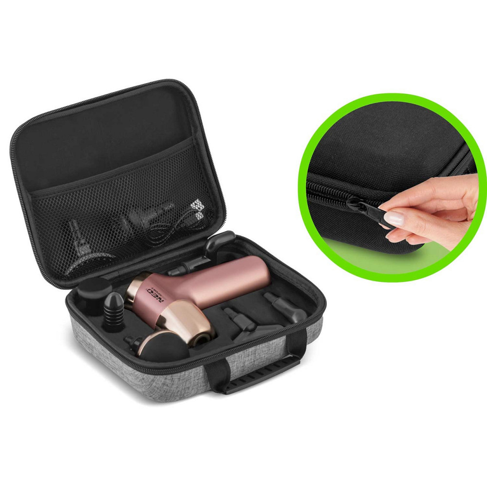 Массажный пистолет многофункциональный 8 насадок NS-500 Neo-Sport розовый Киев - изображение 8