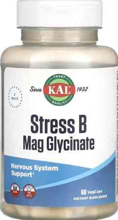 Стресс  В комплекс с магнием и глицинатом KAL Stress B Magnesium Glycinate - 60 vcaps Киев