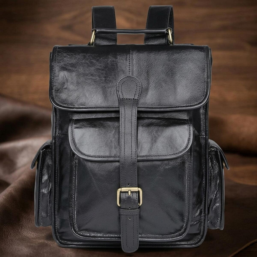 Рюкзак Vintage 14967 кожаный Черный Киев - изображение 11