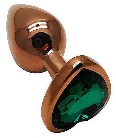 Анальная пробка с кристаллом EGZO - Dark Gold Heart Plug Marine, size S Sex Aura Киев