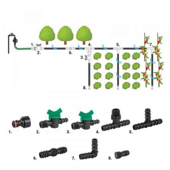Набір аксесуарів для крапельного поливу, 16мм, 42 шт., DSWA20-SET2 Київ