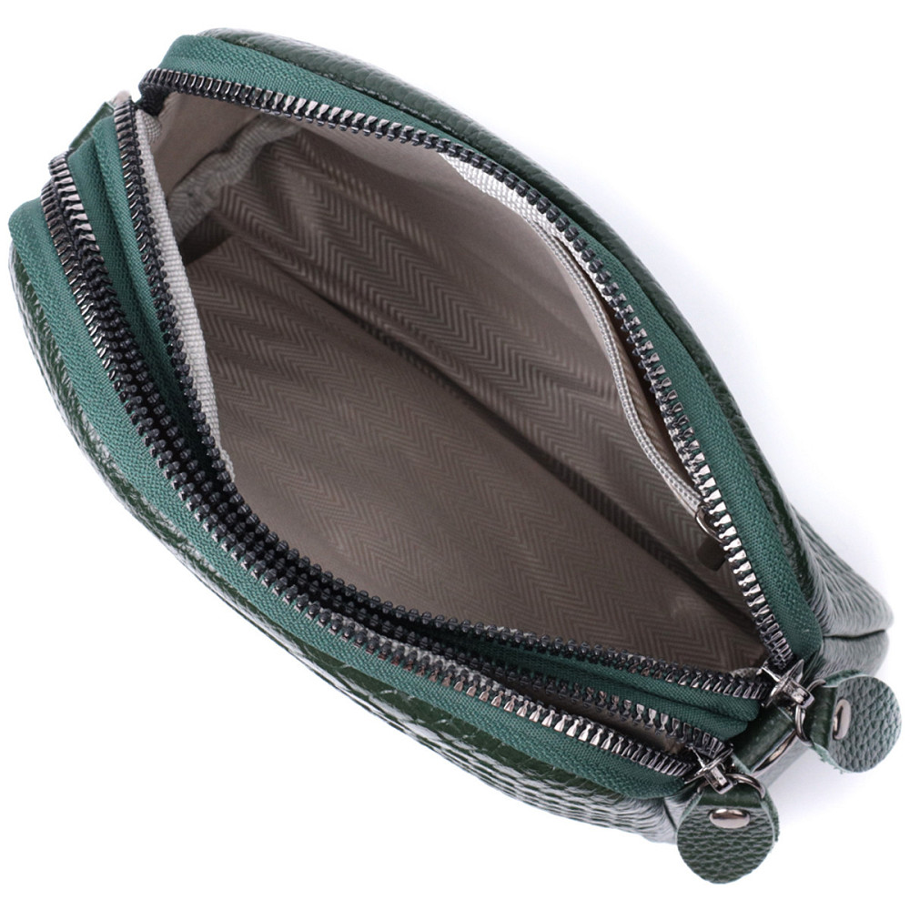 Женская компактная сумка на два отделения из натуральной кожи Vintage 22802 Зеленый Киев - изображение 9