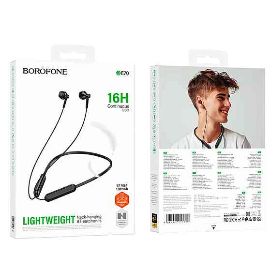 Беспроводные спортивные наушники BOROFONE BE70 Light neck-hanging BT earphones obsidian black Одесса