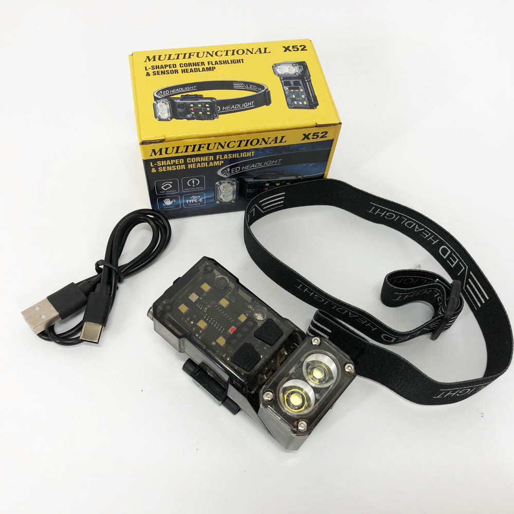 Налобный фонарь яркий X52, 2LED+6SMD RGB, Мощный аккумуляторный фонарик на голову MK-28 Львов - изображение 10