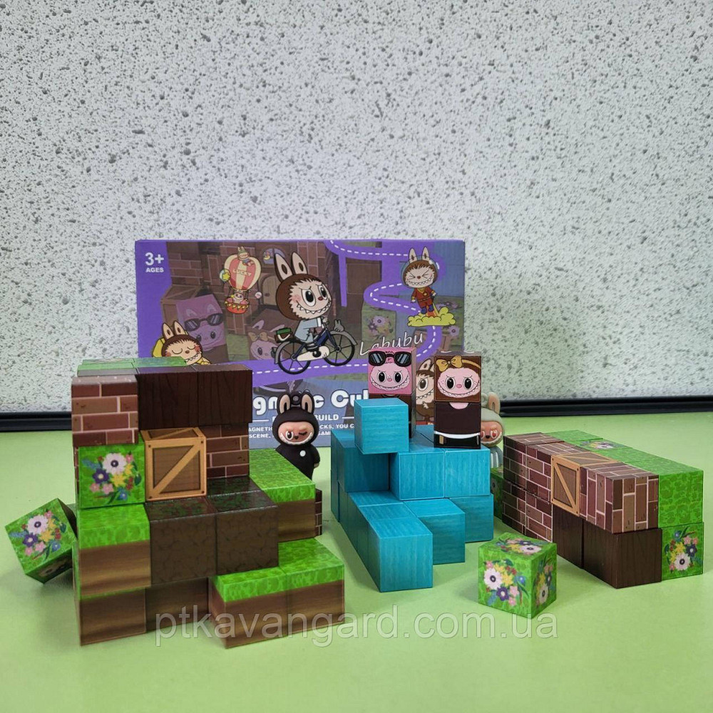Магнітний конструктор Лабубу 100 деталей будиночок біля водоспаду (подвійні магніти) BZ 94-4 Хмельницький - фото 2