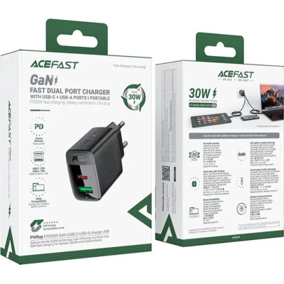 Зарядний пристрій Acefast 2xUSB 30W (USB-C+USB-A) Gan A98 Black (6974316283263) Вінниця - фото 6
