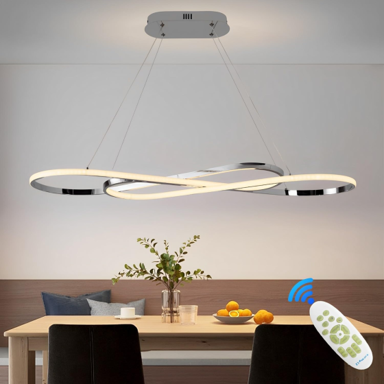 Светодиодная люстра Цяомао Infinity 57W: Серебристая восьмерка, 3840Lm, Dimmer, пульт ДУ, регулируемая высота до 200 см Киев